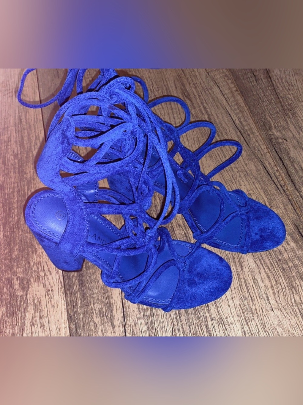 Suede Royal Blue Lace up Heels